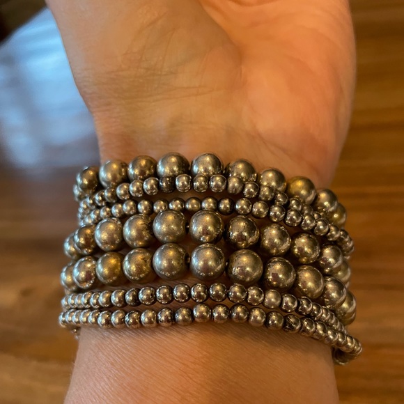 Beaded chunky cuff bracelet with embellished cross - Picture 3 of 5